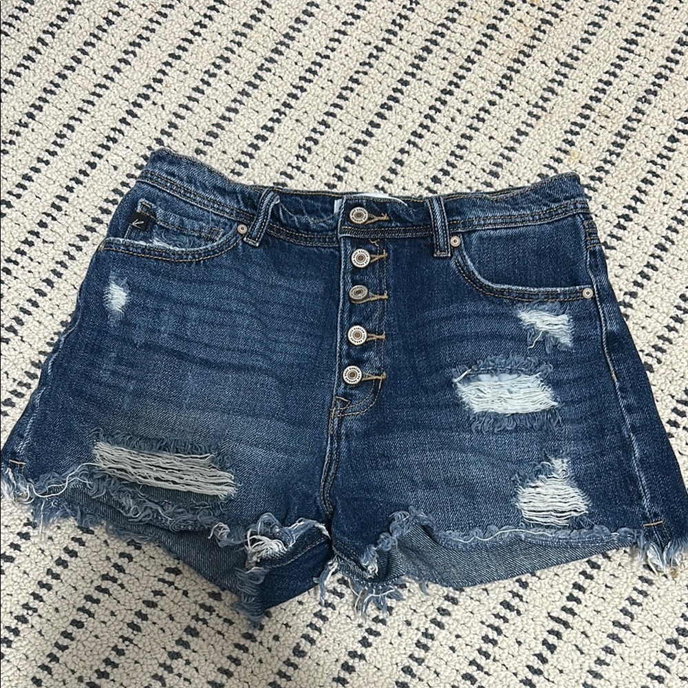 Distressed Blue Denim Shorts